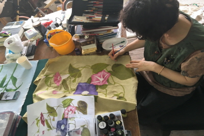 힐링 천에그리는 꽃그림